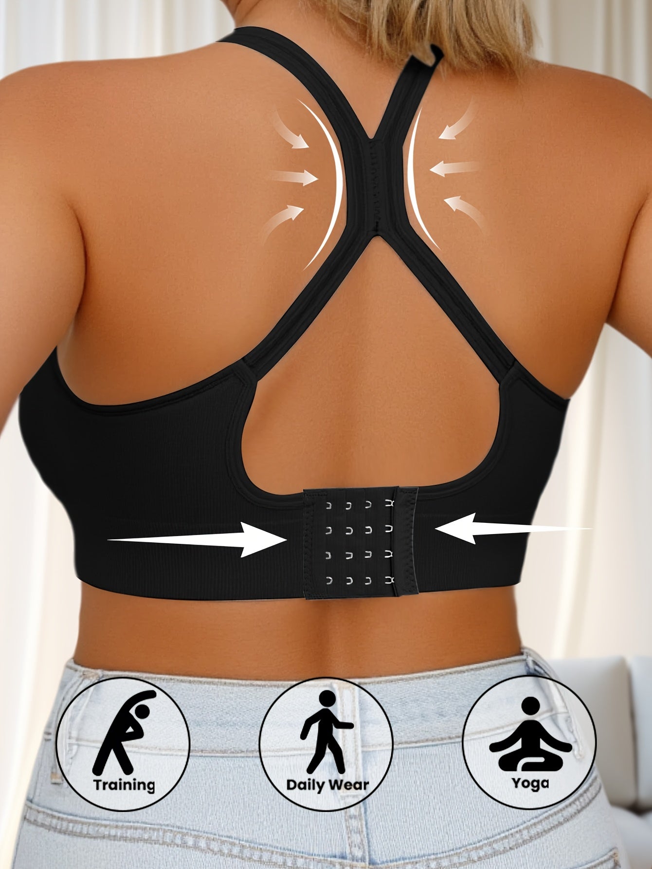 Women's Cross-Back Sports Bra - Seamless, Soft Support detail view
