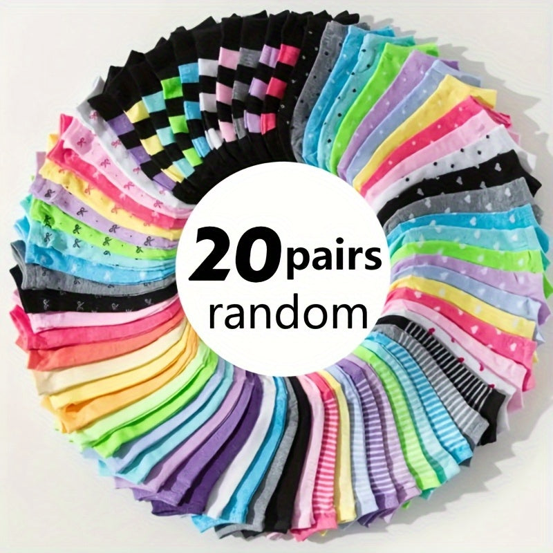 Women's Cute Print Ankle Socks - 20-Pair Pack – Pairs Random Candy – main product image