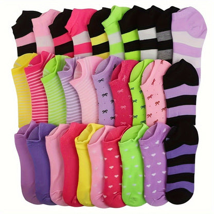 Women's Cute Print Ankle Socks - 20-Pair Pack – Pairs Random Candy – view 2