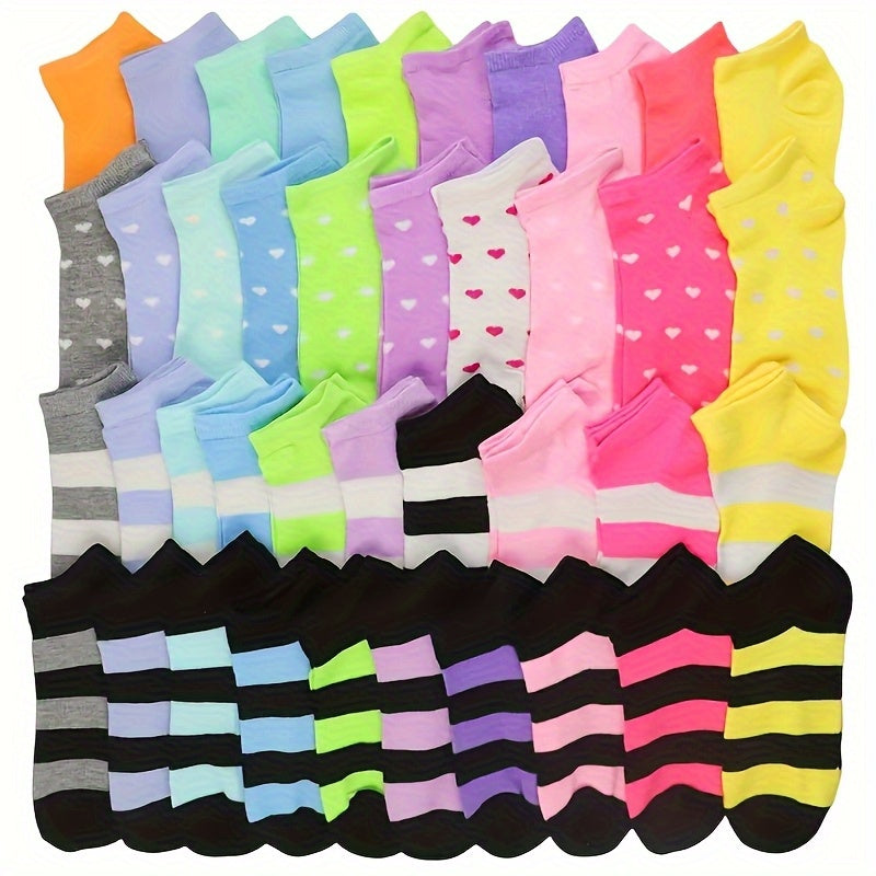 Women's Cute Print Ankle Socks - 20-Pair Pack – Pairs Random Candy – view 4