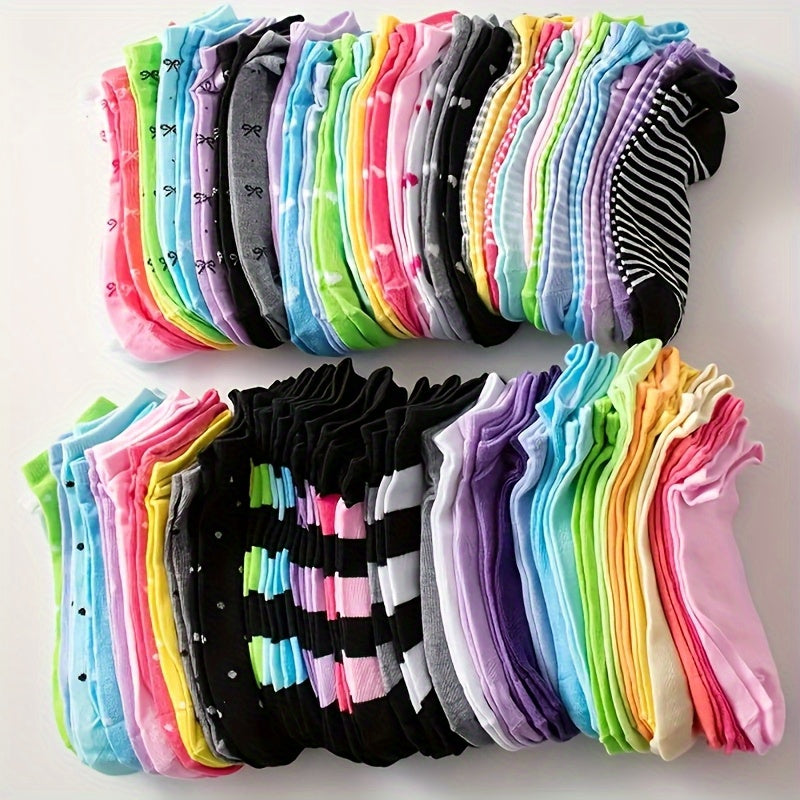Women's Cute Print Ankle Socks - 20-Pair Pack – Pairs Random Candy – view 8
