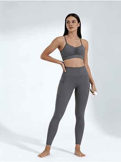 Women's Dark Gray Knit High-Waist Pants – view 6