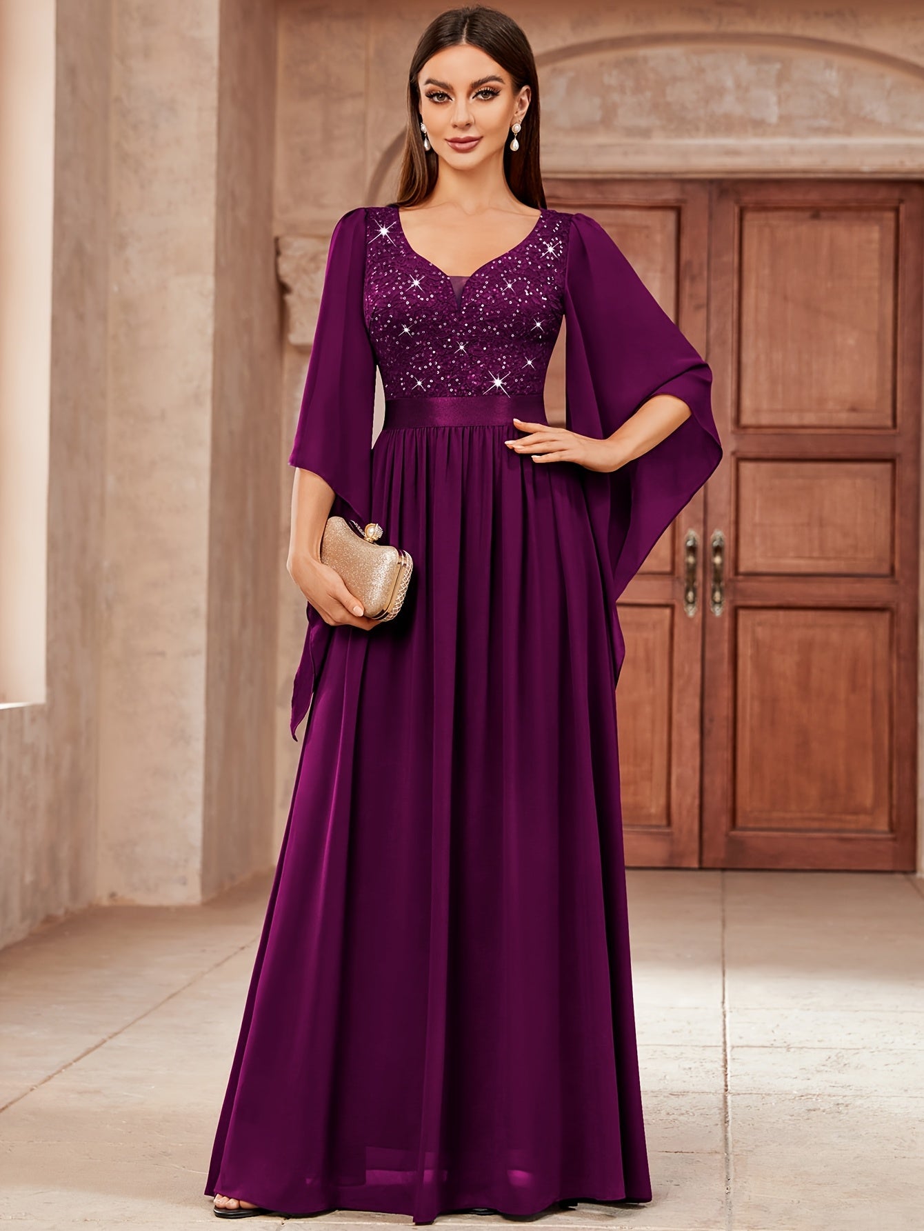 Women's Dark Green Lace Maxi A-Line Dress - Pleated detail view