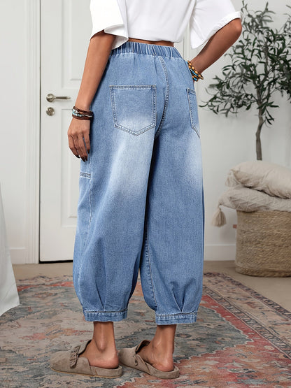 Women's Deep Sky Blue Denim Oversized Pants – view 2