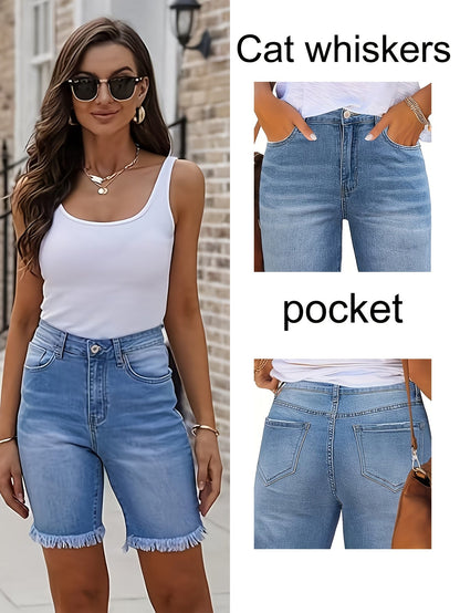 Women's Denim Bermuda Shorts - Regular Fit – Light Blue – main product image
