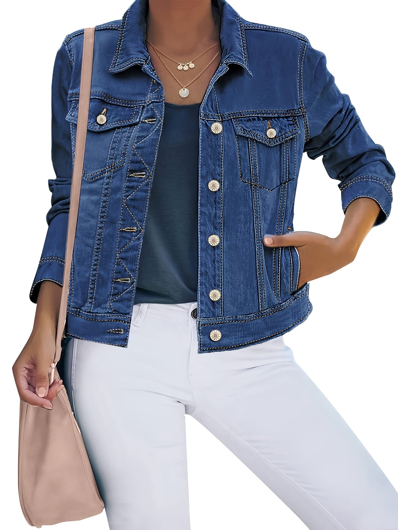 Women's Denim Jacket - Layering – 3-Color Selection detail view