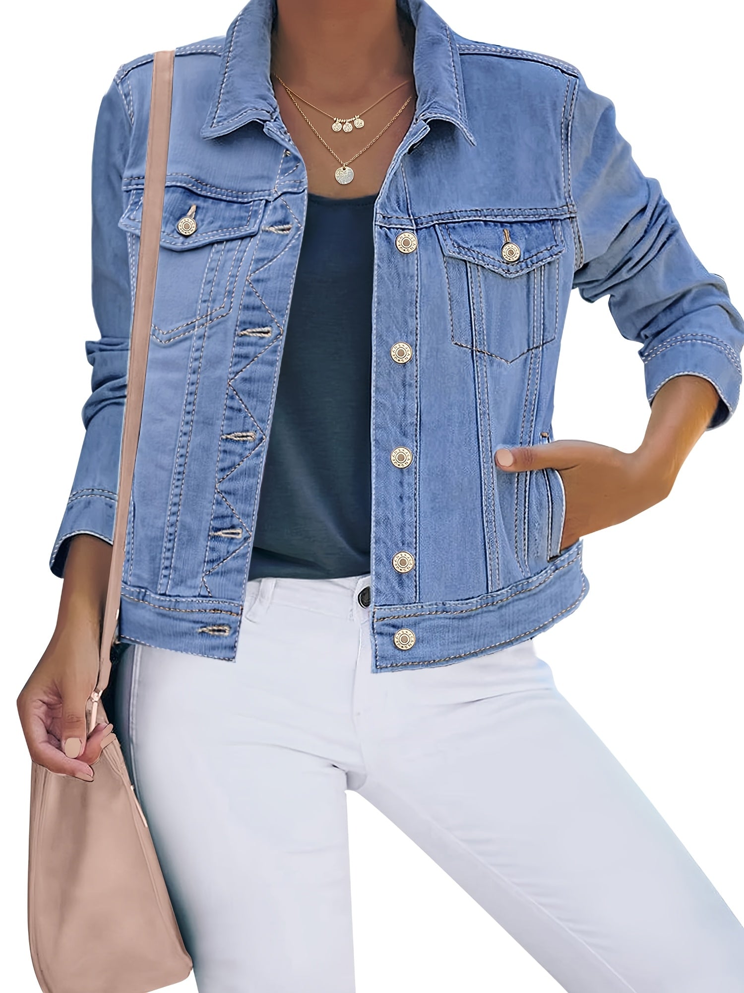 Women's Denim Jacket - Layering – 3-Color Selection detail view