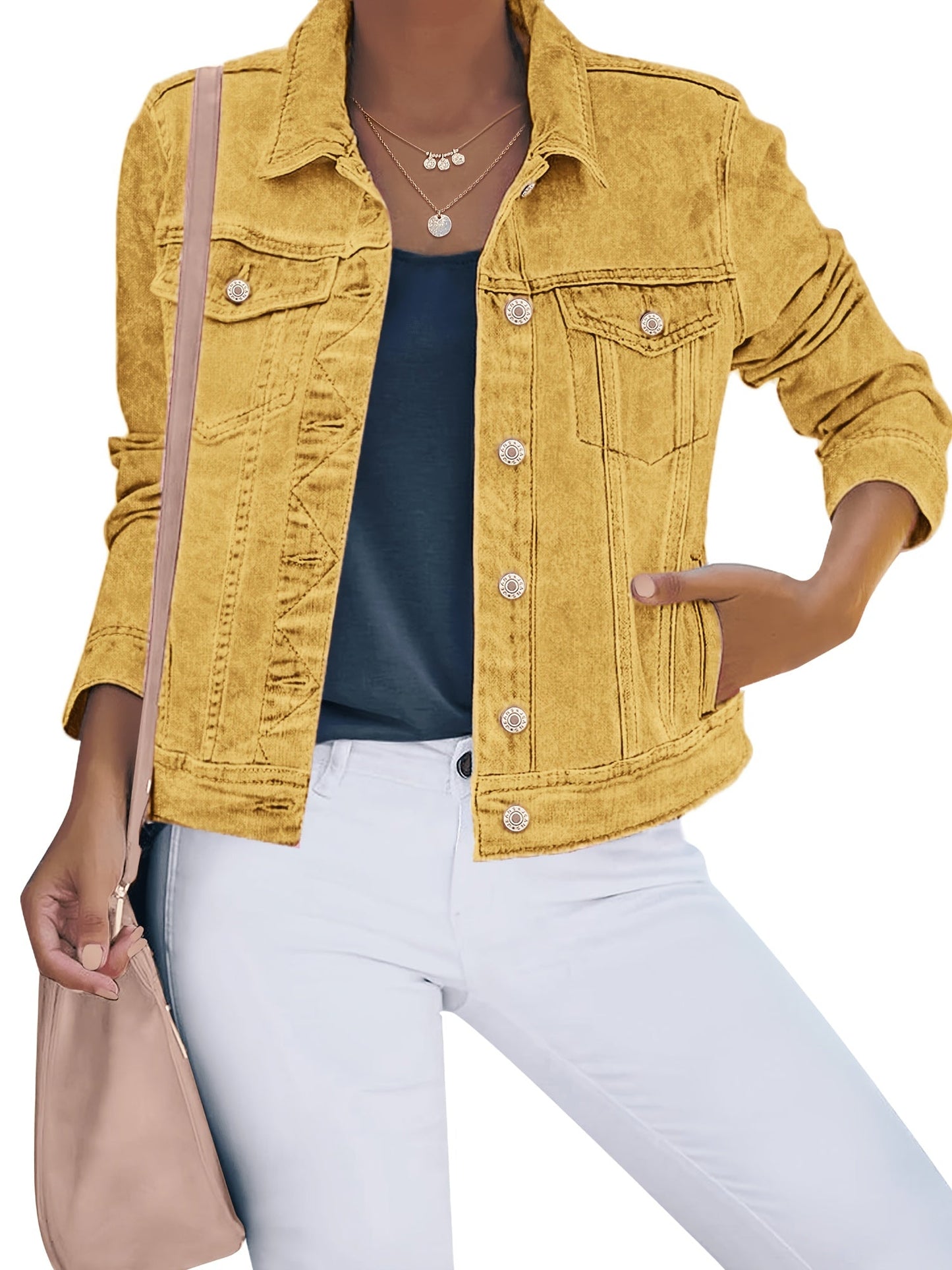 Women's Denim Jacket - Layering – 3-Color Selection detail view