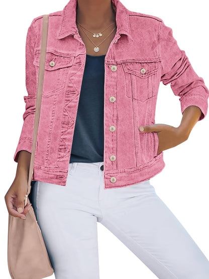 Women's Denim Jacket - Layering – 3-Color Selection – brown option – view 2
