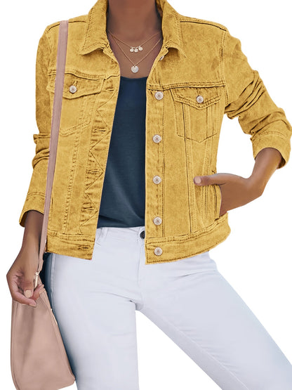 Women's Denim Jacket - Layering – 3-Color Selection – brown option – view 5
