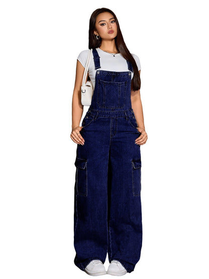 Women's Denim Jumpsuit - Wide Leg detail view