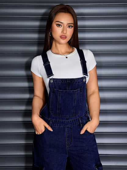 Women's Denim Jumpsuit - Wide Leg detail view