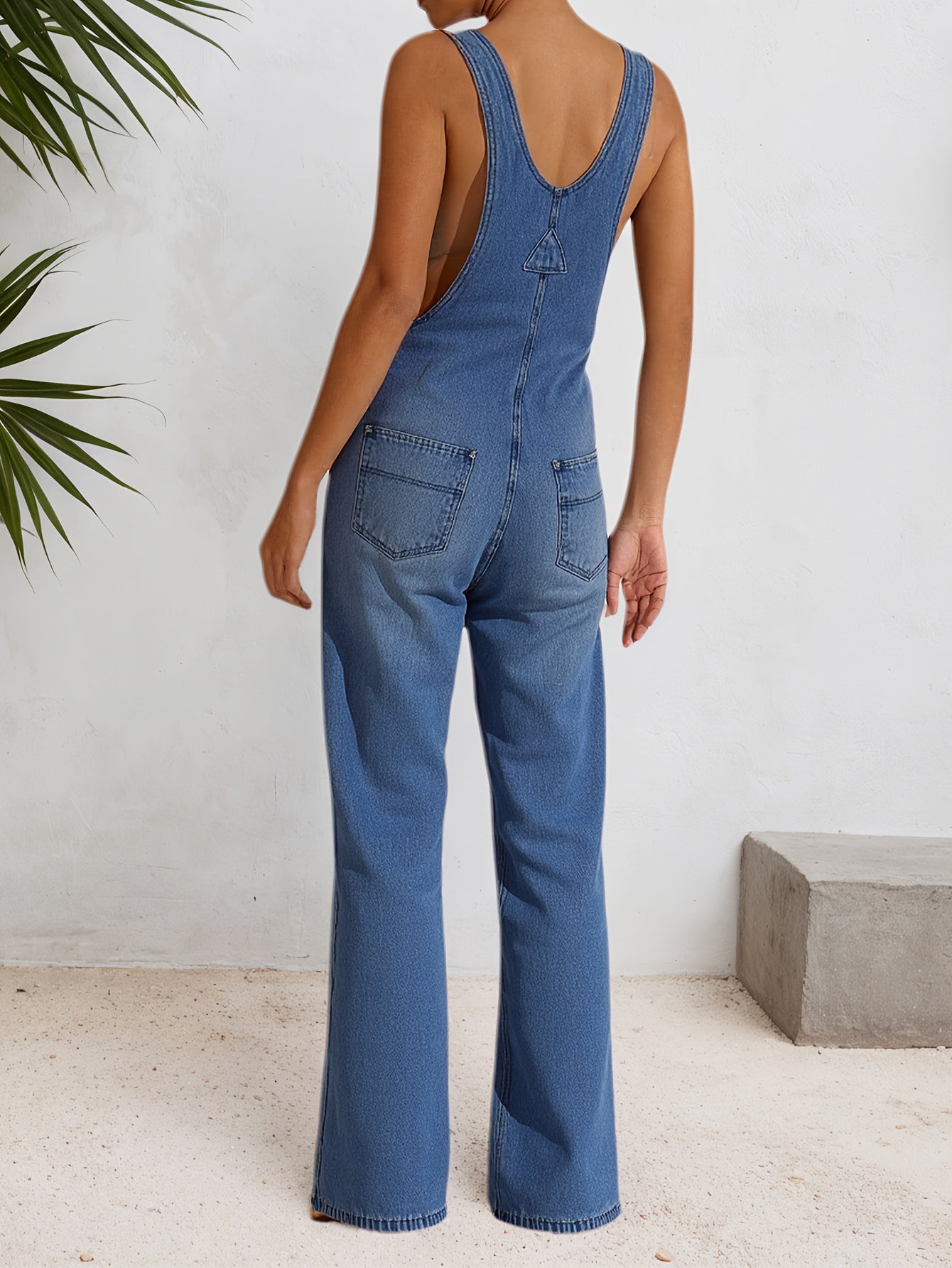 Women's Denim Overalls - Adjustable Strap Pocket Design detail view
