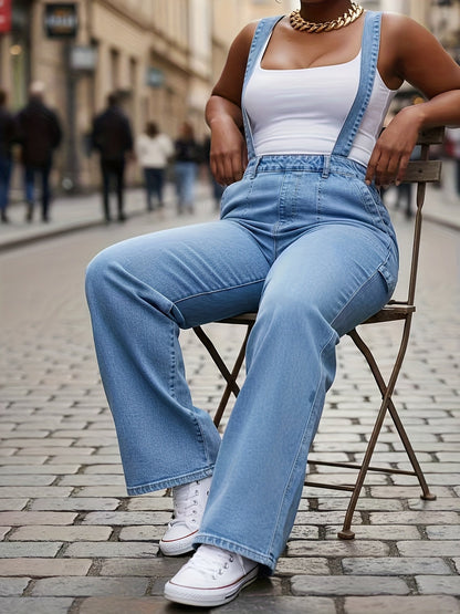 Women's Denim Overalls - Blue Pocket Detail detail view