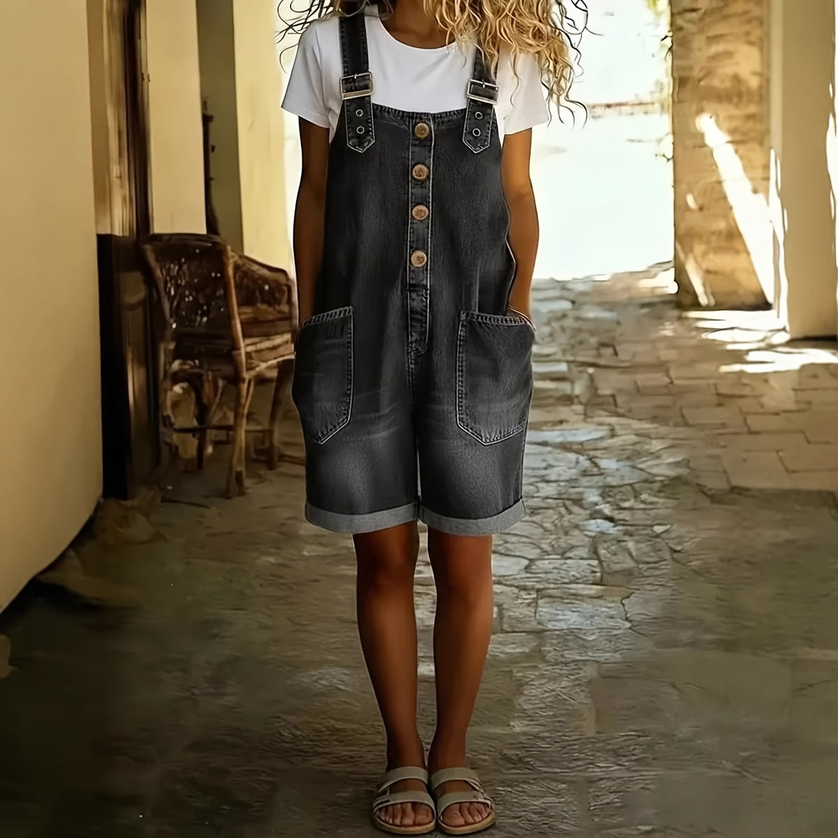Women's Denim Overalls - Full Length detail view