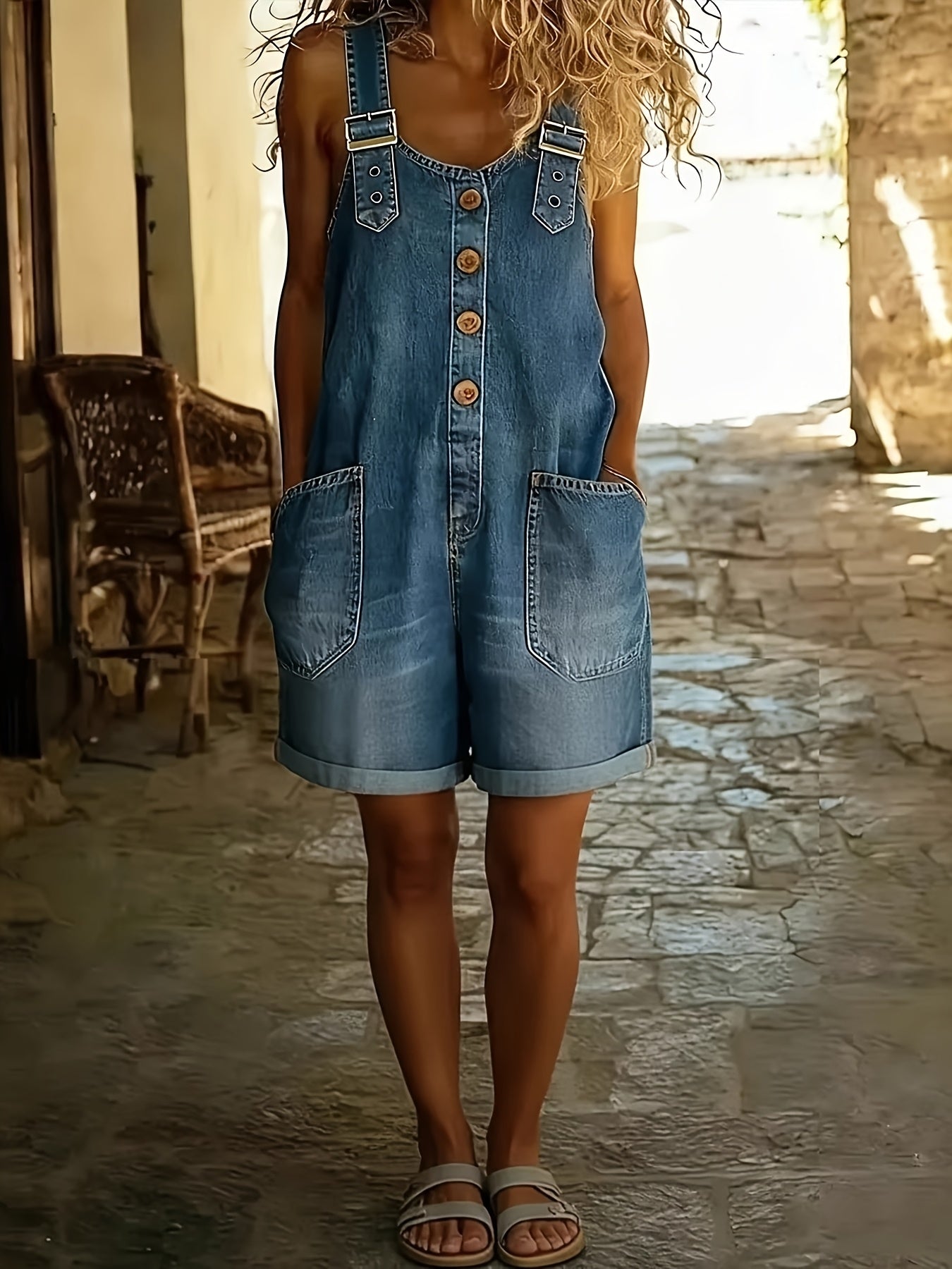 Women's Denim Overalls - Full Length detail view