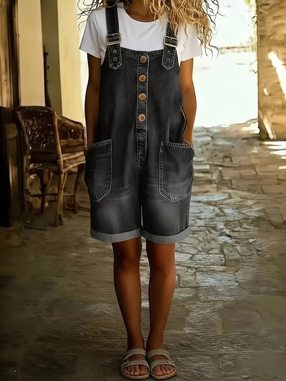 Women's Denim Overalls - Full Length – Black option – view 4