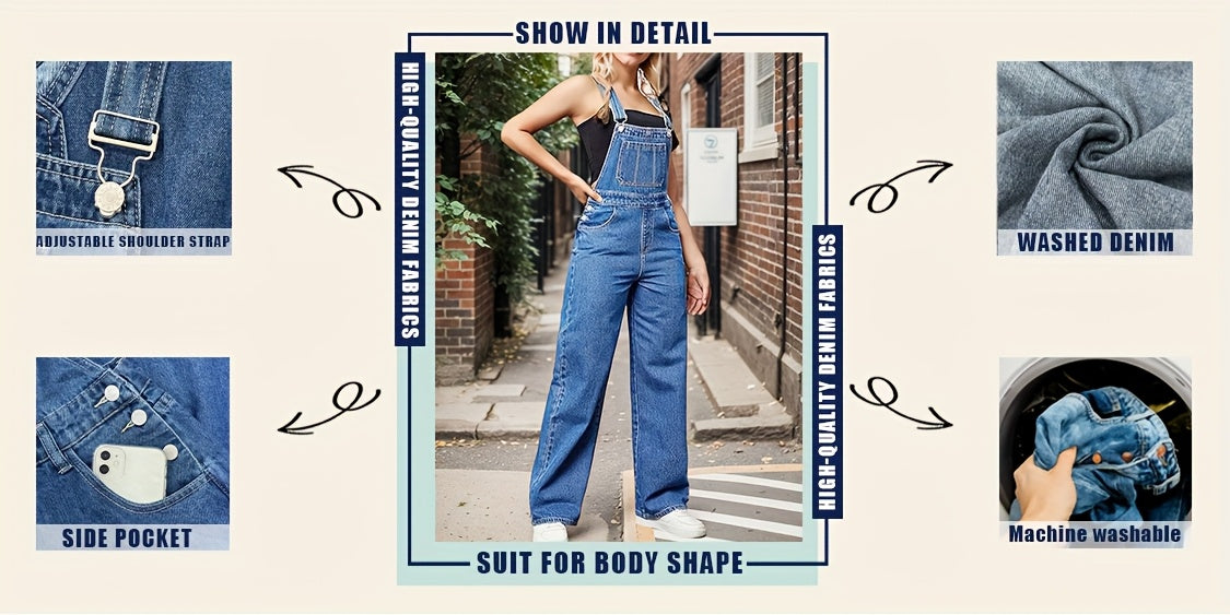 Women's Denim Overalls - Short Leg Distressed Detail 2 detail view