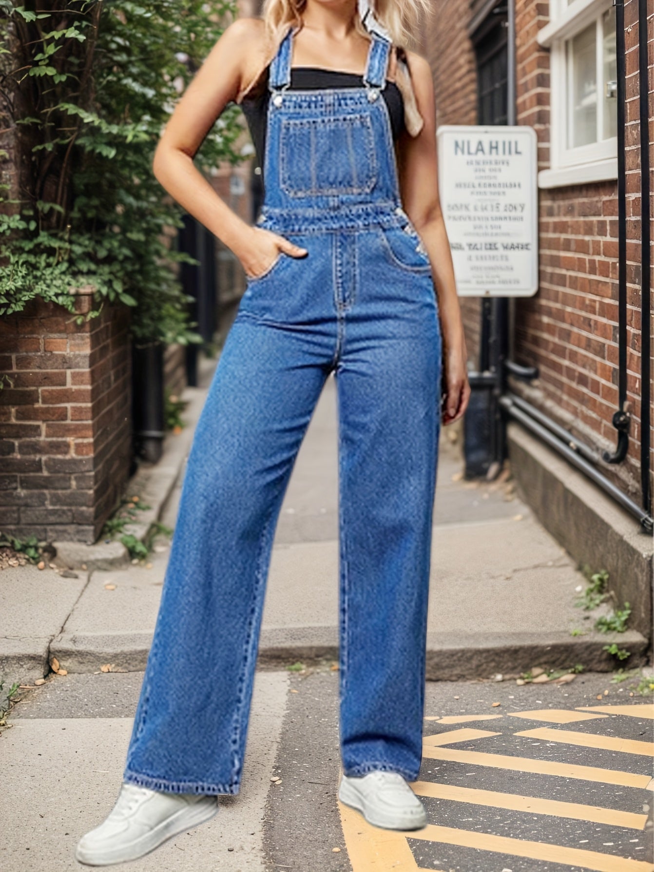 Women's Denim Overalls - Short Leg Distressed Detail 2 detail view