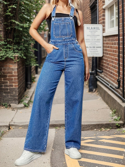 Women's Denim Overalls - Short Leg Distressed Detail 2 detail view