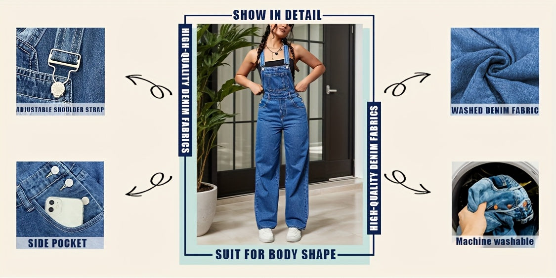 Women's Denim Overalls - Short Leg Pocket Detail detail view