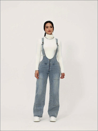 Women's Denim Overalls - Wide Leg detail view