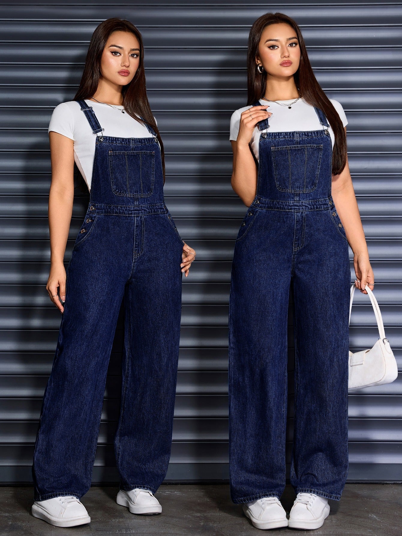 Women's Denim Overalls - Wide Leg Easy Styling 2 detail view