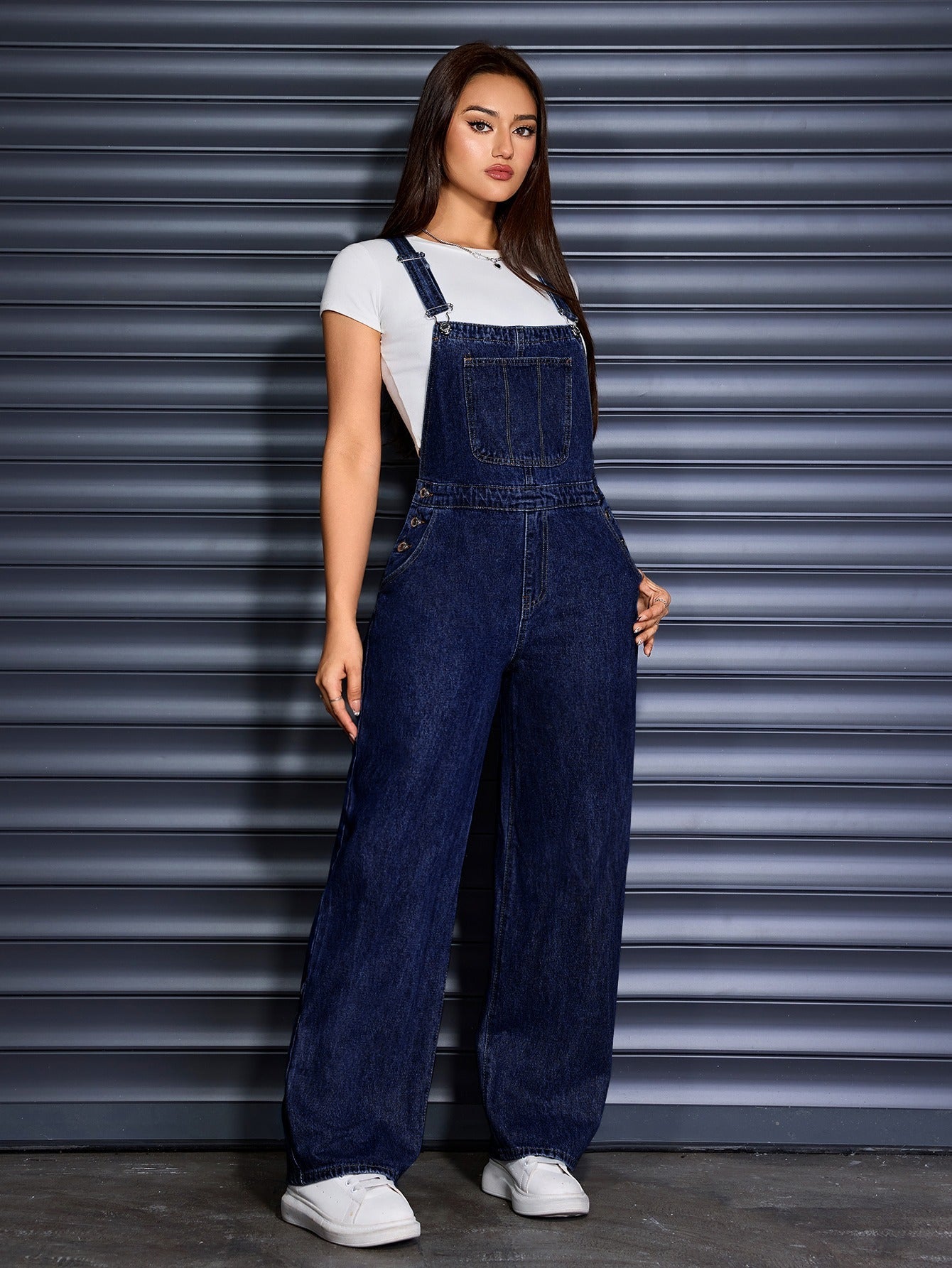 Women's Denim Overalls - Wide Leg Easy Styling 2 – Blue option – main product image