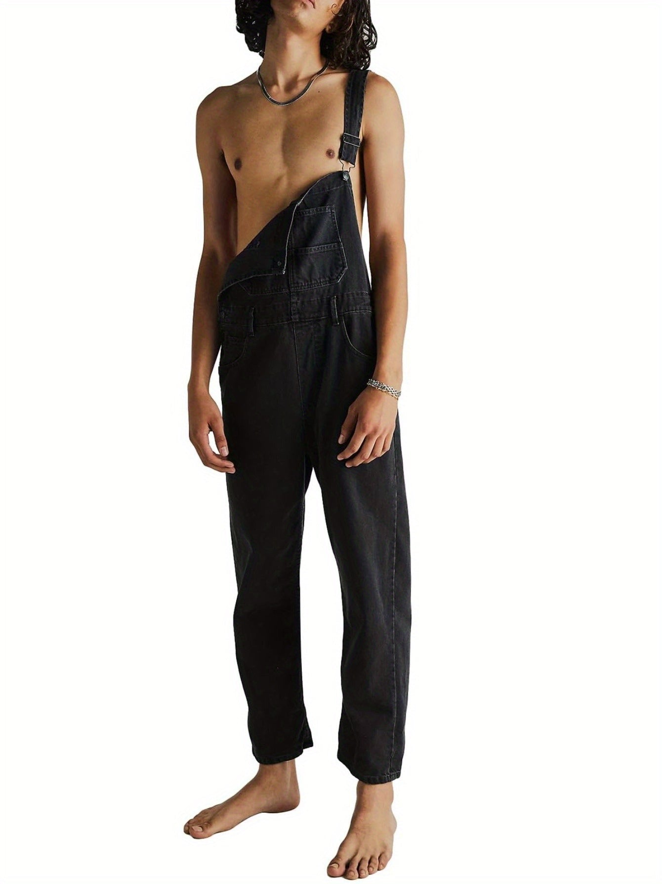 Women's Denim Overalls - Wide Leg Pocket Detail detail view