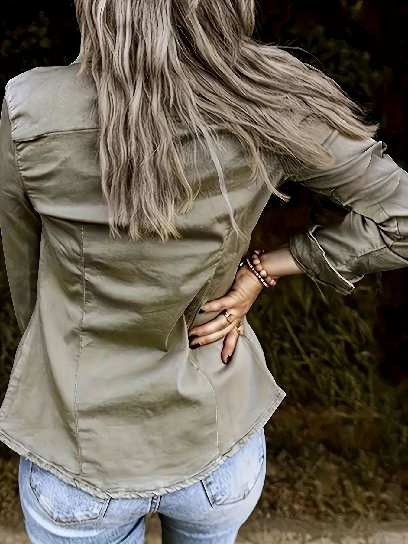 Women's Denim Shirt - Flap Pocket Design detail view
