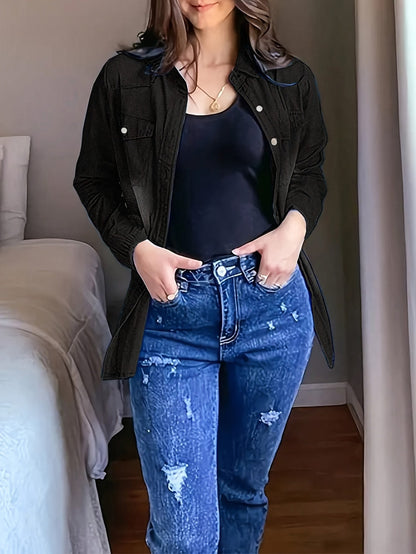 Women's Denim Shirt - Western Button-Up detail view
