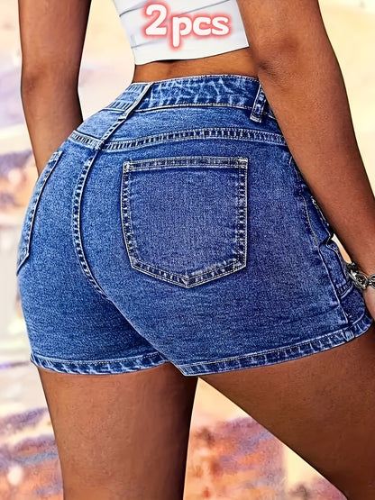 Women's Denim Shorts - 2-Pack Pockets detail view