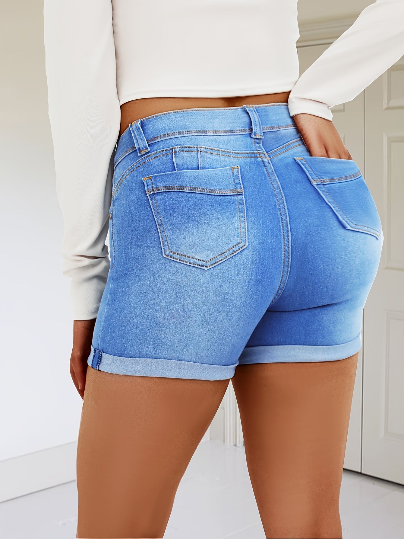 Women's Denim Shorts - Clean Finish Regular Fit detail view
