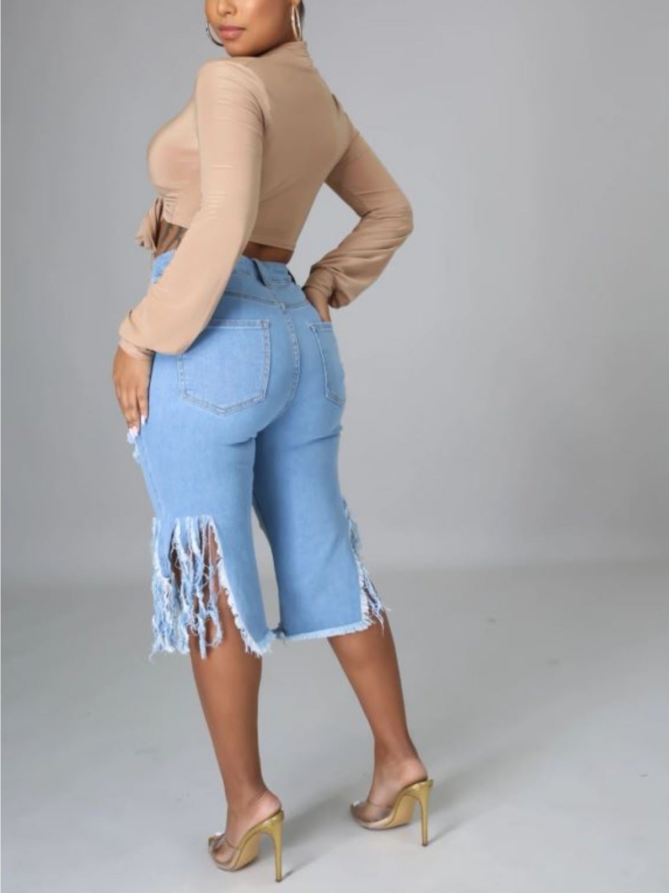Women's Denim Shorts - Distressed Active detail view