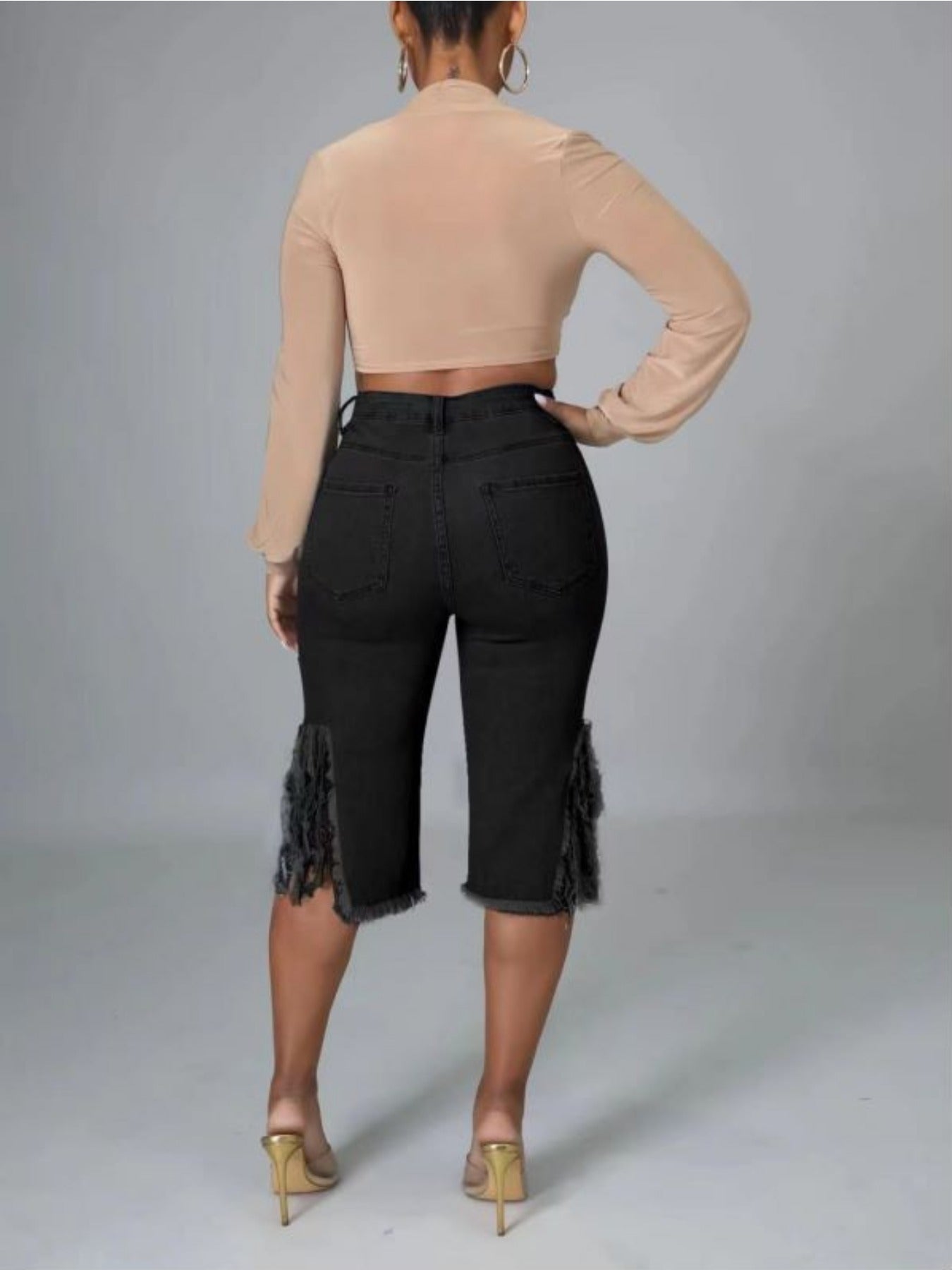 Women's Denim Shorts - Distressed Active detail view