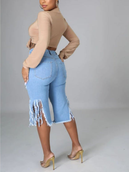 Women's Denim Shorts - Distressed Active detail view