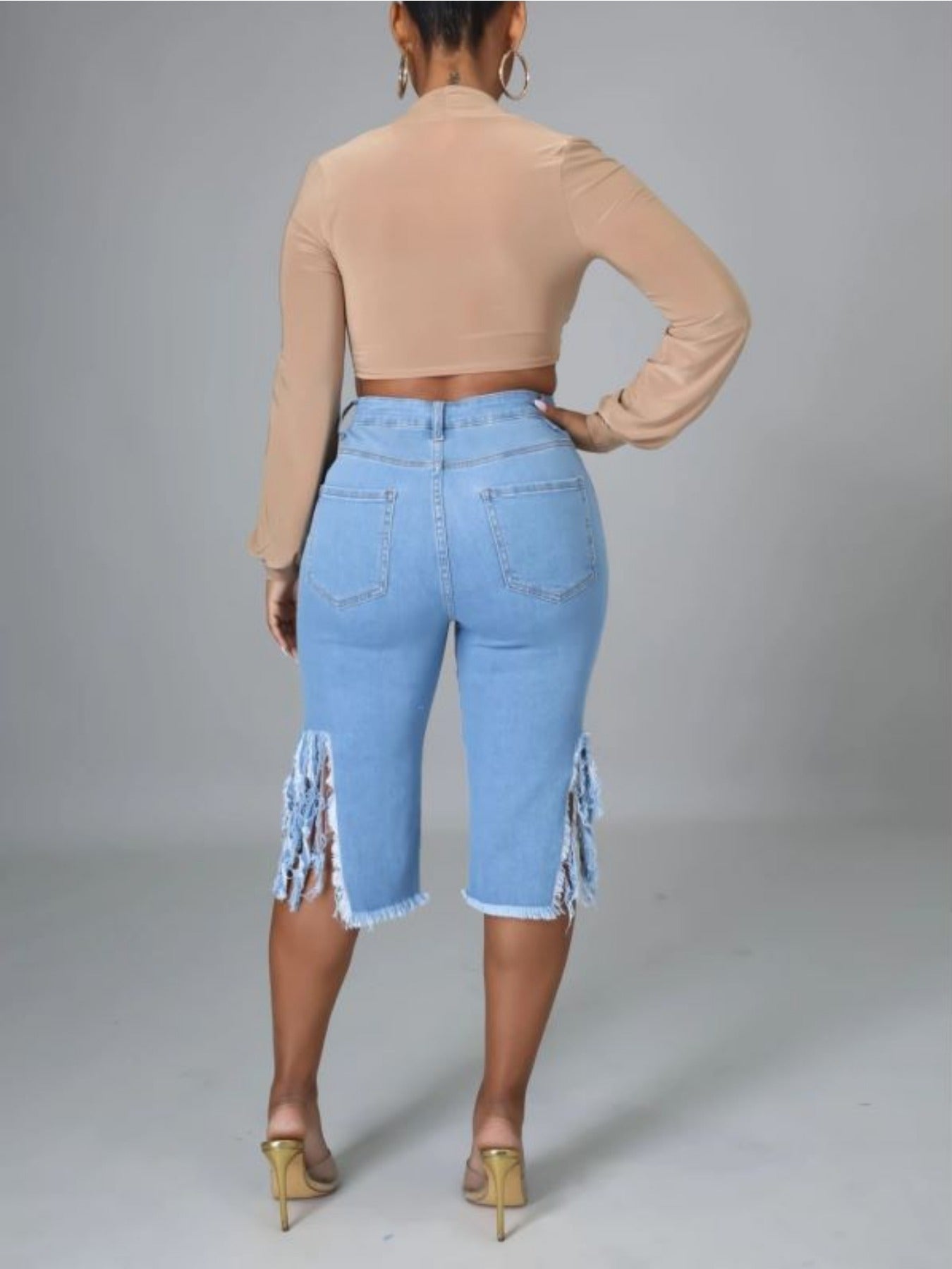 Women's Denim Shorts - Distressed Active detail view