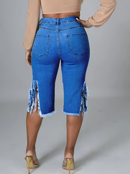 Women's Denim Shorts - Distressed Active detail view