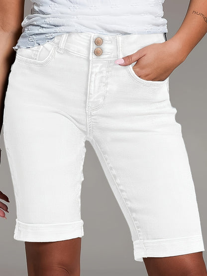 Women's Denim Shorts - Distressed Regular Fit – Brown option – view 3