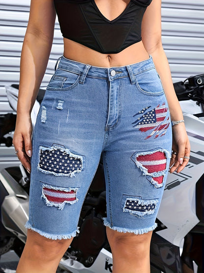 Women's Denim Shorts - Distressed – Regular Fit / Blue detail view