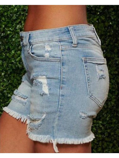 Women's Denim Shorts - Distressed – Slim Fit detail view