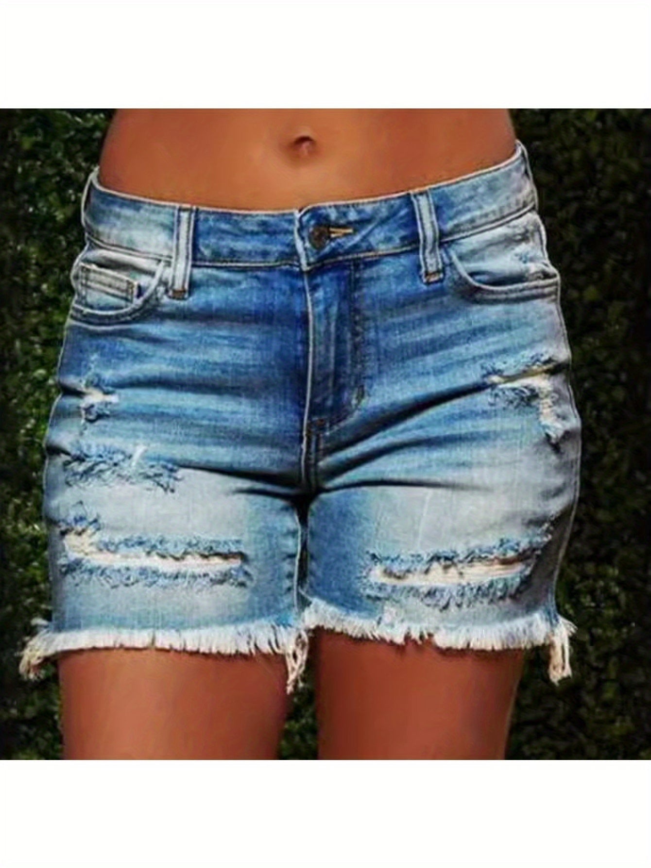 Women's Denim Shorts - Distressed – Slim Fit detail view
