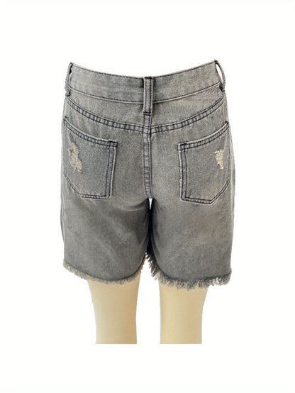 Women's Denim Shorts - Distressed – Slim Fit detail view
