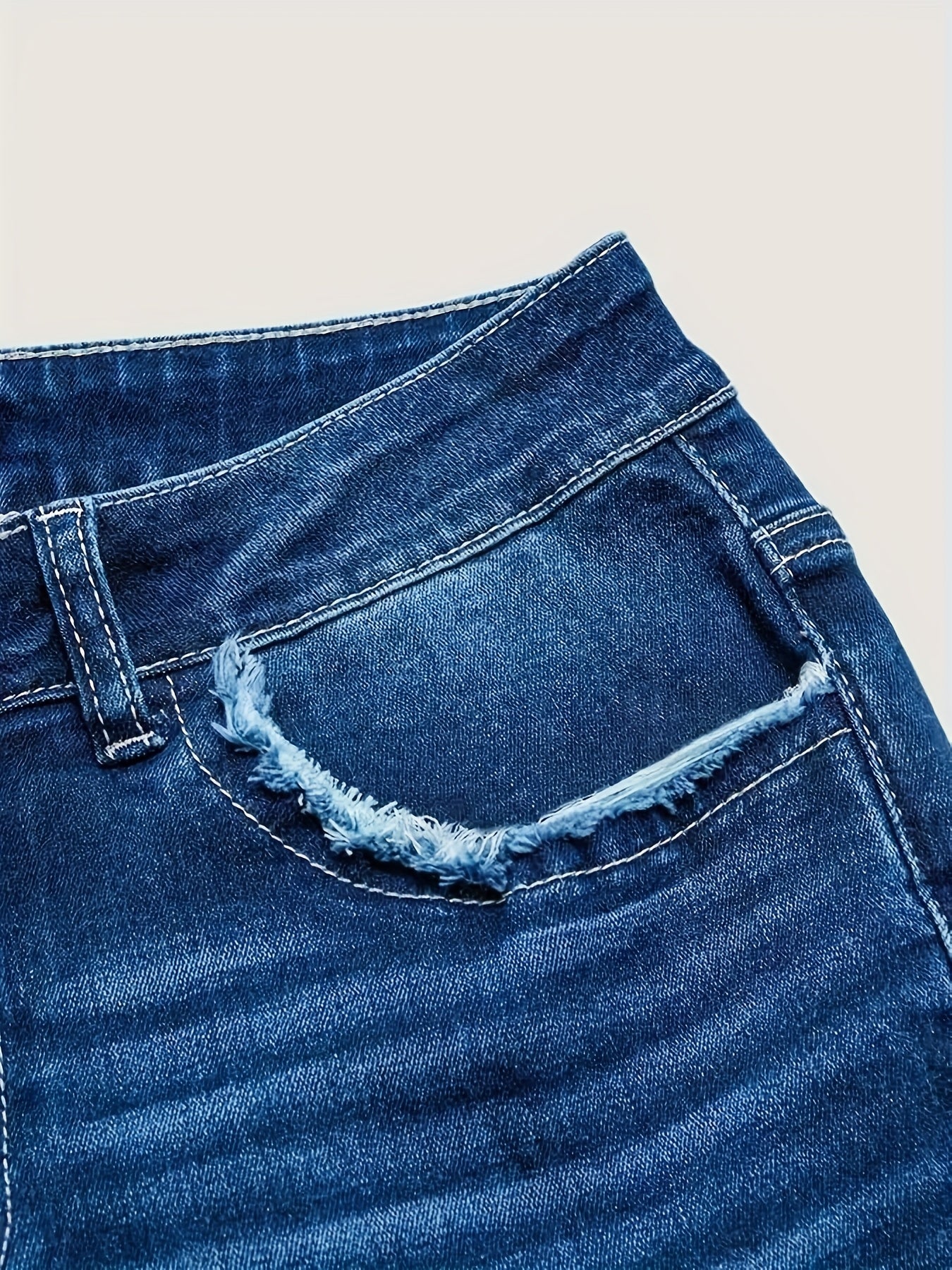 Women's Denim Shorts - Medium Blue Clean Finish detail view