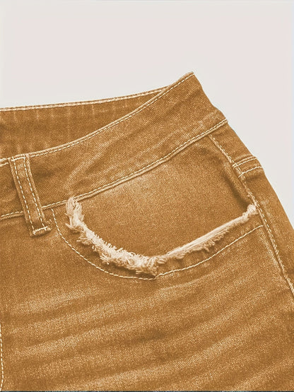 Women's Denim Shorts - Medium Blue Clean Finish detail view