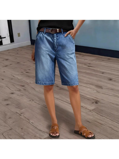 Women's Denim Shorts - Multi Pocket – Blue detail view