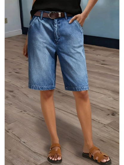 Women's Denim Shorts - Multi Pocket – Blue detail view