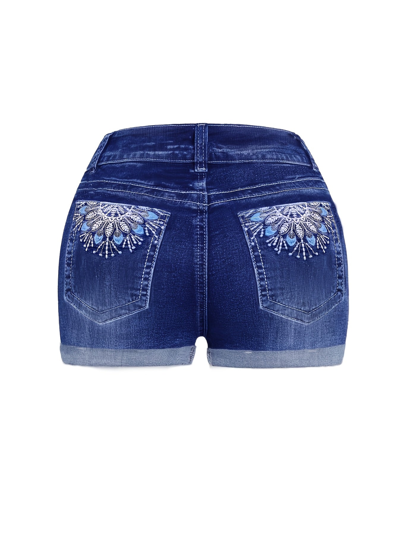 Women's Denim Shorts - Multi Pocket – Navy Color detail view