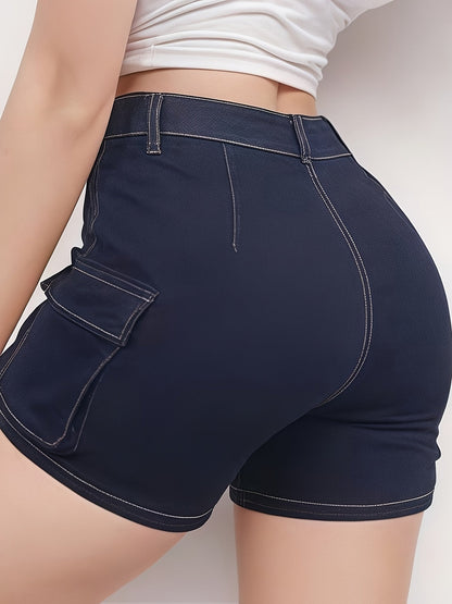 Women's Denim Shorts - Pockets Fitted detail view