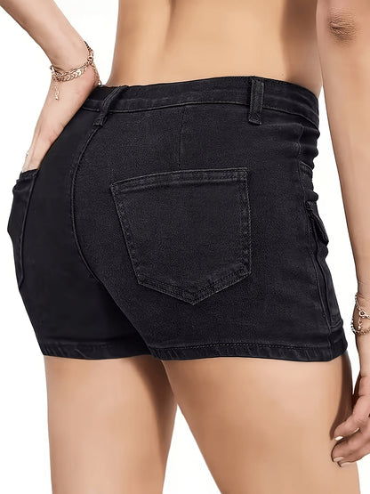 Women's Denim Shorts - Regular Fit With Pockets detail view